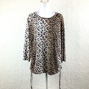 Erm London Cheetah Print Blouse, Women’s Size Large.